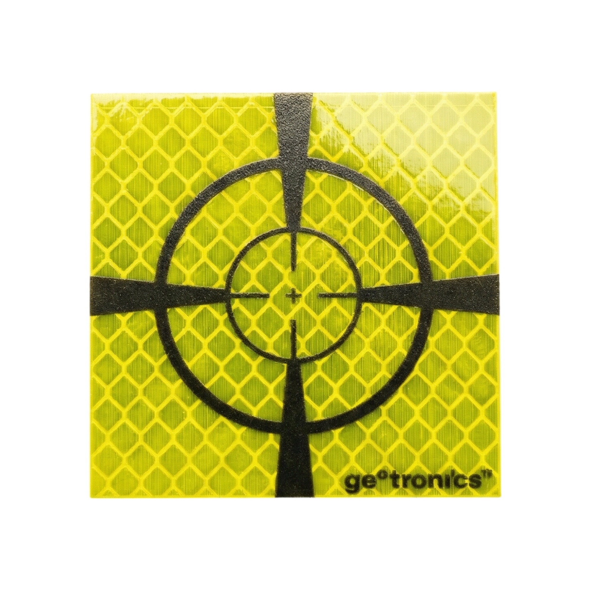 Odrazný štítek žlutý/fluo se zvýrazněným záměrným křížkem, 6x6 cm, sada 10 ks