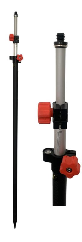 Tyčka karbon/kovová, teleskopická pro hranol i GPS, 3.5 m, s libelou, NESTLE