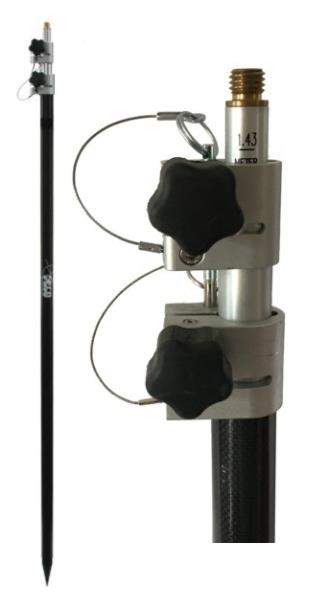 Tyčka pro GPS, karbon/kovová, teleskopická, 3.57 m, s libelou, šroub, SECO